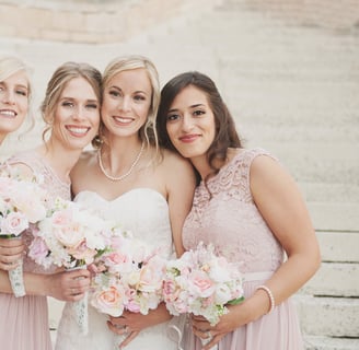 a bride and bridesmaids in a wedding