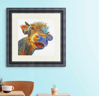 Hattie the happy cow wall print