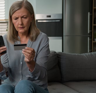 on voit une dame payer une escroquerie d'une cyber attaque