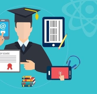 Desenho de estudante no curso online gratuito EAD