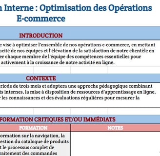 Exemple plan de formation interne entreprise e commerce modele