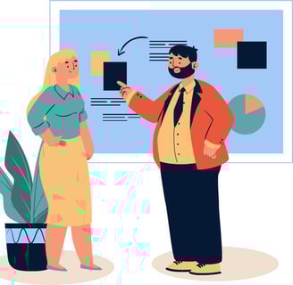 Image showing a man explaining the mission statement to a woman.