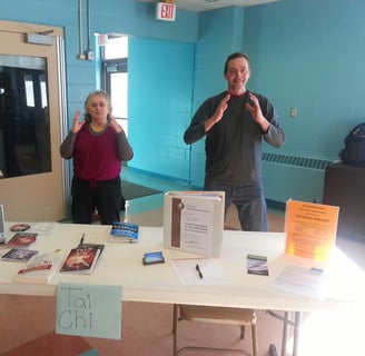 Tai Chi for Health instructors Marly and Johnny sharing Tai Chi at the Waterford WI. health fair