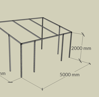 PVCFAB aluminium pergola lean to frame 5m by 3m