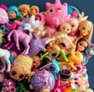 A beautiful collection of upcycled plastic items on a glam kitsch mirror