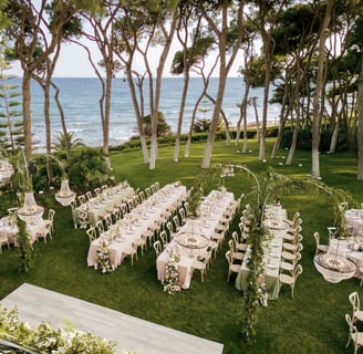 Aerial view of Villa El Rincon in Marbella during a luxury seaside destination wedding with Mediterranean scenery.