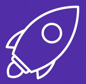 A ROCKET WITH A PURPLE BACKGROUND 