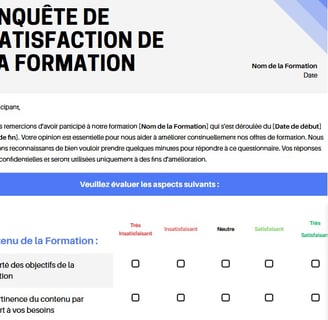 modele enquete de satisfaction formation a froid