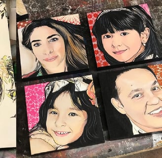 Quadro pop-art de pai e filho em tons brilhantes e estilo único