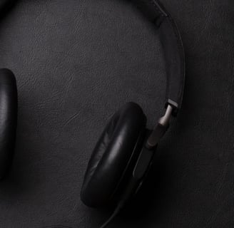 a pair of headphones with a black headphones on