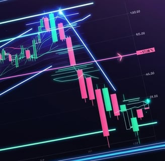 Digital art depicting Breakout Trading with a stock chart, neon support and resistance lines