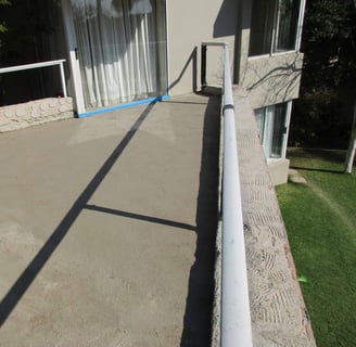 Screed in state of cure at bedroom sliding door end. Fourways Gardens, Sandton