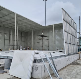 Installation of GRP Sectional Water tank above the civil foundation
