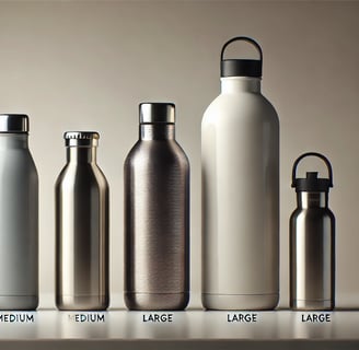 a variety of stainless steel water bottles and bottles
