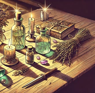 a table with candles and candles on it