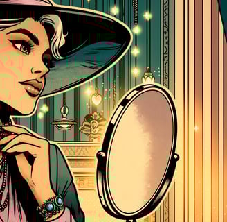 a woman in a hat and a hat with a large hat on it