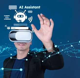 a man in a suit and a virtual reality, ai neural network, Premier Chatbots