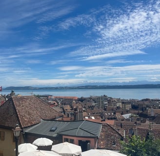 Looking out over Neuchâtel from the Neuchâtel Castle in Switzerland