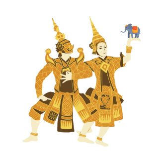 two people in traditional thai costumes