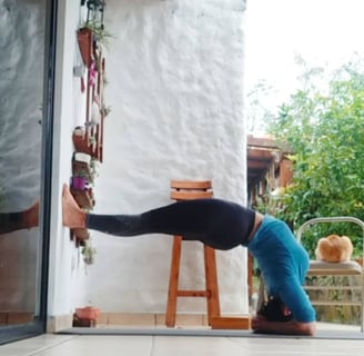 with the use of props a person can go deepr into the pose