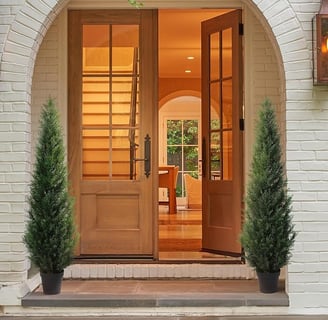 Planta Artificial Grande Exterior Decorativas 155 cm Cedar Tree Arbol Artificial con Maceta(2 Pack)