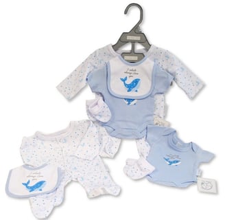 Organic cotton premature baby 4 piece with hat, mitten, boddysuit, sleepsuit and bib gift set
