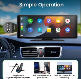 a car dashboard with a car radio and a phone