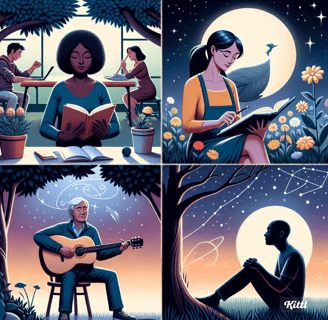 a man and woman playing guitar and singing