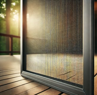 Close-up of durable fine-mesh screen with aluminum frame for bug protection.