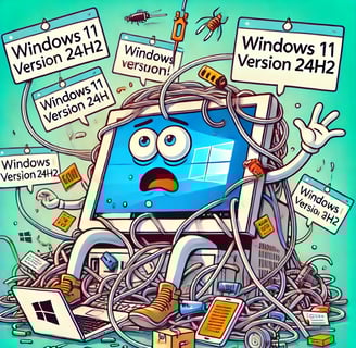 a computer monitor with a computer monitor and a computer monitor with Windows 11 24H2