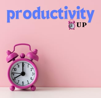 a pink background with the words productivity up
