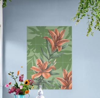 Floral Illustration Wall Art in a Living Room