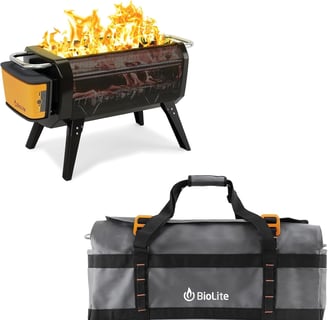 a bbq grilling grill with a large grill and a large bag