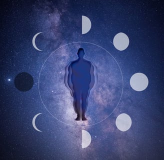 an image that shows a person reduces fat within a full moon