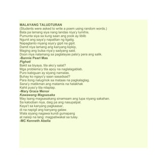 malayang taludturan free verse