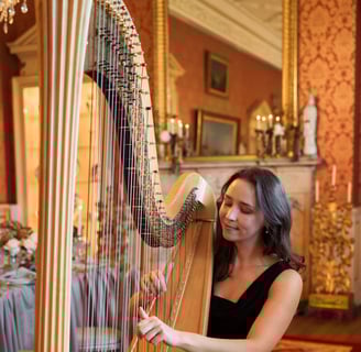 Elinor performing the harp
