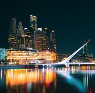 a bridge spanning the width of a city in Buenos Aires, Argentina