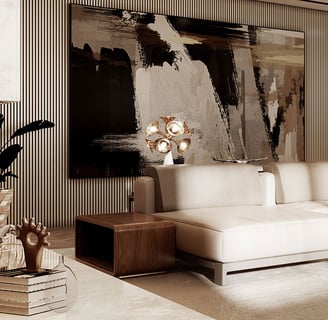a living room with a couch and a chair