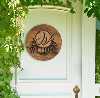 a wooden door with a wooden sign that says william william