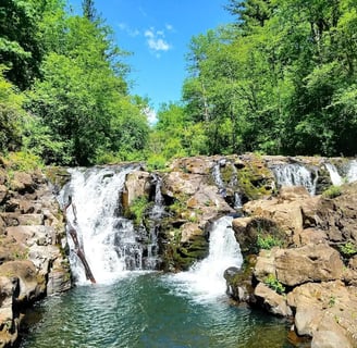 Yacolt, WA - Moulton Falls cascade over a rock formation