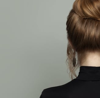 Hair model with elegant updo hairstyle