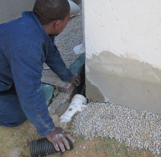Specialized drainage pipe inspection before final aggregate laying for adequate drainage, Johannesburg, Honeydew