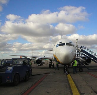 Airplane at Dublin Airport – international departure point in Ireland for global travellers