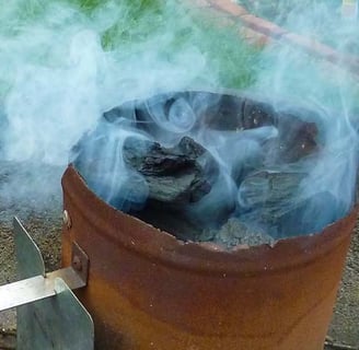 smoke coming out of charcoal chimney