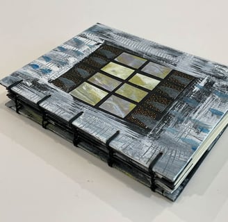 Coptic binding - collage cover black-silver