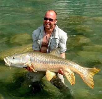 Julian Stapley with Himalayan Golden Mahseer.