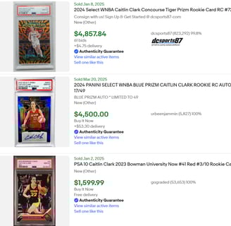 caitlin clark rookie card psa 10 ebay sold listings women's basketball