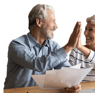 a man and woman giving each other a high five finger