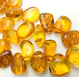 Polished Dominican amber stones with natural inclusions, popular gemstone souvenir from the Caribbean