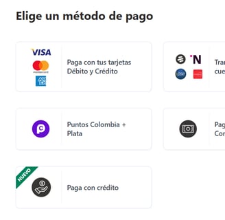 métodos de pago